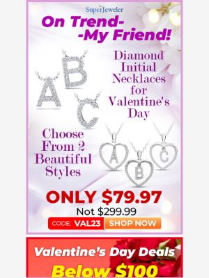 SuperJeweler - Didja Miss This? It's A Great Deal! She Will Love A Diamond Initial Necklace! 2 Styles
