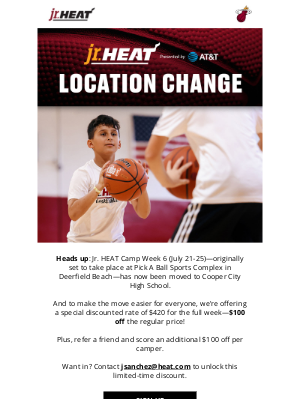 LOCATION CHANGE: Jr. HEAT Camp Week 6