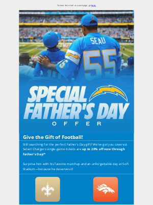 Los Angeles Chargers - Psst...Discounted Tickets for Dad Inside! 🏈