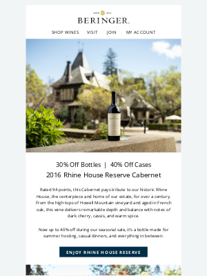 Beringer - Summer Savings | 94 Pts Rhine House Cab