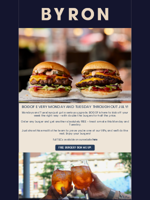 Byron - Start Strong, Finish Happy – BOGOF & Happy Hour Inside🍔🍹