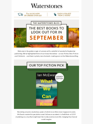 Waterstones (United Kingdom) - September's Best Books On The Blog