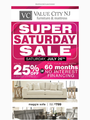 Value City Furniture - SUPER SATURDAY! Today Only!