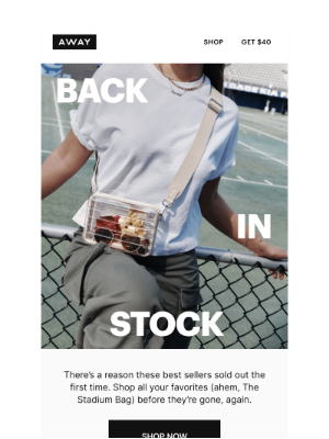 Away - Back in stock and ready to jet