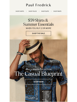 Paul Fredrick - Shop new styles for taking it easy- BOGO 50% off.