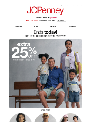 JCPenney - *Ends today* Extra 25% Off just for you