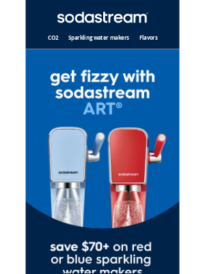 SodaStream - Fizz and Save $70+ off Art Red and Blue Sparkling Water Makers