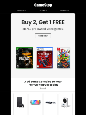 GameStop - B2G1 FREE on all pre-owned video games!