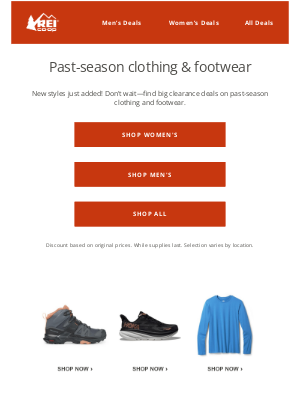 REI - Shop up to 50% past-season clothing & footwear