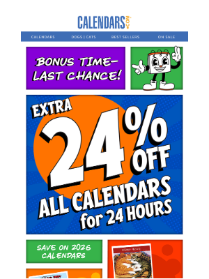 Calendars - 🔥 EXTENDED -- Extra 24% off ends tonight!