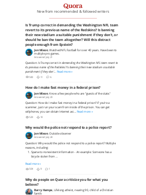 Quora - Updates from Jon Mixon, Barry Hampe, ...