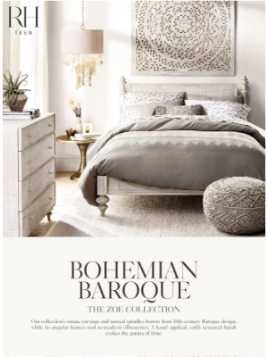 RH Baby & Child - Bohemian-Baroque Style. The Zoe Bedroom & Study.