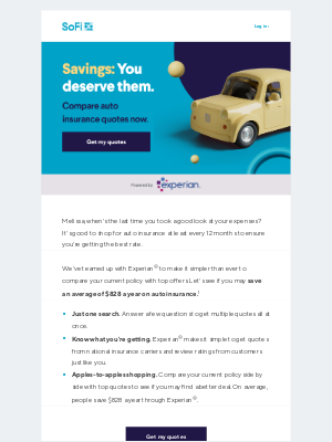 SoFi - 🚗 You could lower your auto insurance costs in minutes.