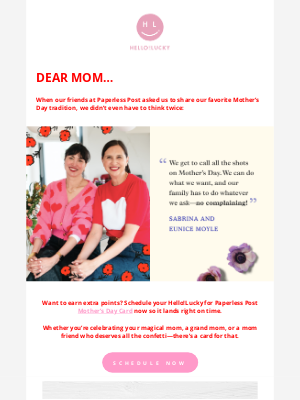 Hello!Lucky - Call the Shots, Mom! ✨ (And schedule your card now!) ❤️