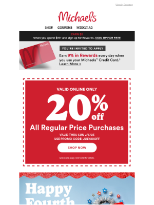 Hancock Fabrics - Happy 4th of July! Grab last-minute supplies or stock up for next year for 50% off.