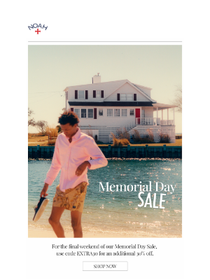 Noah - Final Weekend of Memorial Day Sale