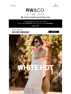 RW&CO.(Canada) - 30% off WHITE HOT dresses 🤍🔥