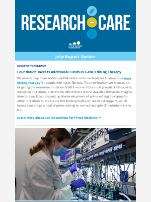Cystic Fibrosis Foundation - Research and care update: July and August edition