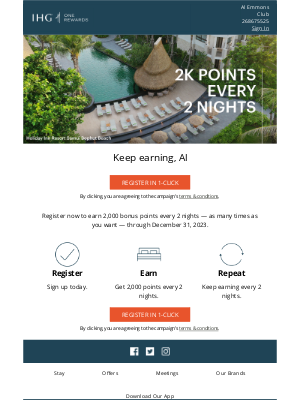 Intercontinental Hotel Group - 🙌 Earn 2,000 points every 2 nights, Al