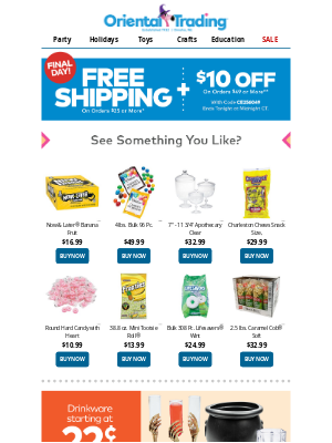 Oriental Trading Company - ⏳ Get Free Shipping + $10 Off for One More Day! ⏳