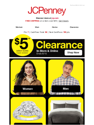 JCPenney - $5 BUCKS. BIG CLEARANCE.