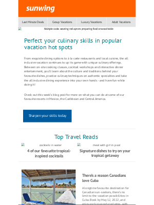 Sunwing Vacations Inc. (CA) - 4 interactive culinary experiences in the tropics you’ll love