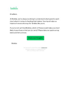 William, we’d love your feedback 💚
