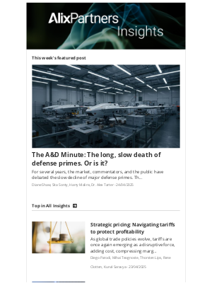 AlixPartners - The A&D Minute: The long, slow death of defense primes. Or is it?