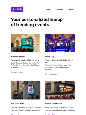 StubHub - Your event lineup: Kimberly Akimbo
