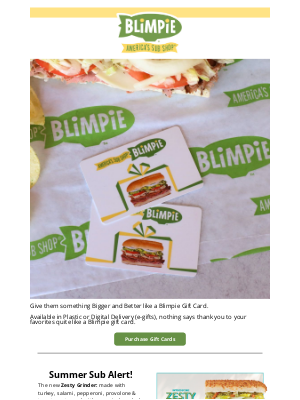 blimpie - Give the Gift of Flavor and Get Him a Gift Card!