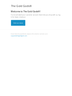 The Gold Gods - Customer account confirmation