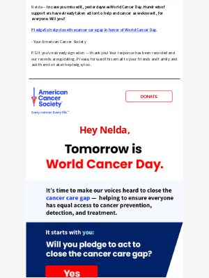 American Cancer Society - ✍️ Take the World Cancer Day pledge ✍️