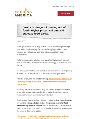 Feeding America - Families in crisis with soaring food prices