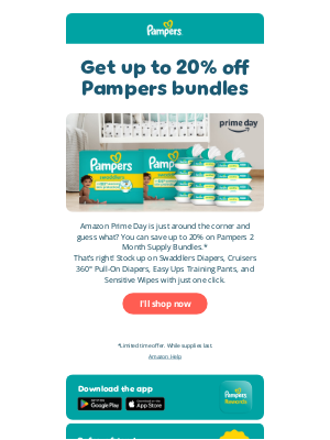 Pampers - Hurry, get 20% off this Amazon Prime Day!
