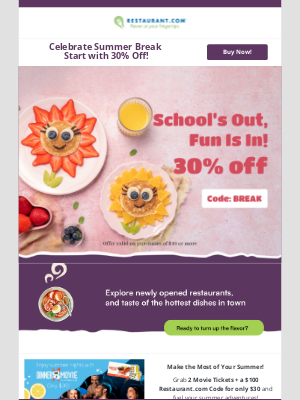 Restaurant - No More School = More Savings 🤑