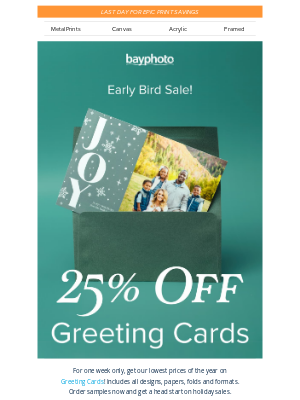 Bay Photo Lab - Get an Early Start to Greeting Cards with 25% Off!