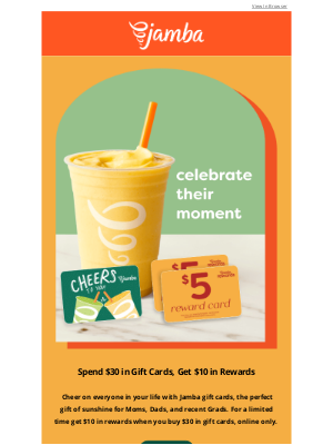 Jamba Juice - Get $10 in rewards with $30 Spend