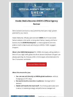 Hawke Media -  This Just In: Hawke Is SHEIN's Official Agency Partner 