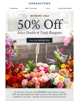 UrbanStems - 48 Hours Only: Double Up and Save 50%