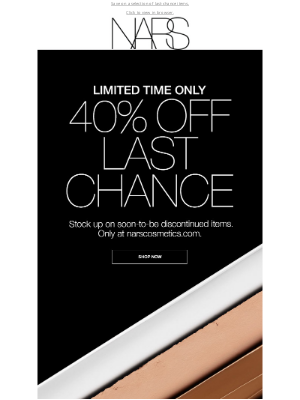 NARS Cosmetics - What are you waiting for? 40% off continues.