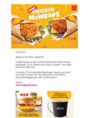 Foodpanda (Singapore) - Your weekend menu, sorted with McDonald's. 🍔🍳