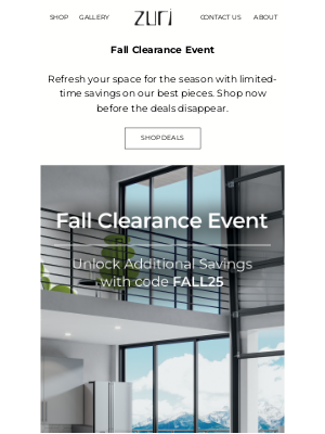 Zuri Furniture - Cozy Up with Fall Clearance Savings