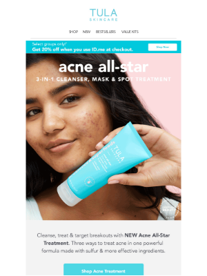 TULA - Just Dropped: Acne All-Star 3-in-1 Treatment