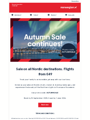 Norwegian Air Shuttle - 🍁 Our Autumn Sale continues! Flights from £49.