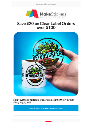 MakeStickers - Save $20 On Clear Labels