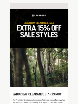 LaCrosse Footwear Inc - Ready, Aim, Save: Labor Day Clearance is here