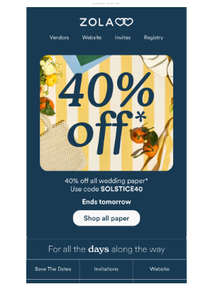 ENDS TOMORROW: 40% off all paper