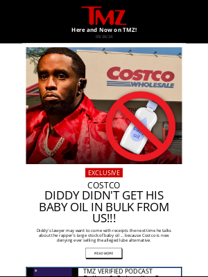 TMZ - Costco Denies Selling Baby Oil After Diddy's Lawyer's Claims