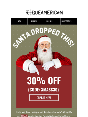 RogueAmericanApparel.com inc - Santa’s Special Drop | 30% Off Sitewide!