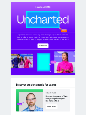 Canva - 100+ speakers. All at Canva Create: Uncharted